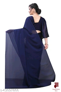 WOMAN SILK Sarees Charvi Fashionable Sarees - Self-Design, 1, DARK BLUE, FREE SIZE